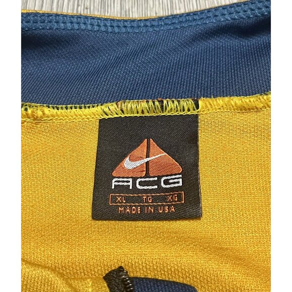 Vintage Nike Yellow ACG Cycling Shirt Swoosh 90s Jersey 1/4 Zip USA Men's XL - Picture 3 of 7